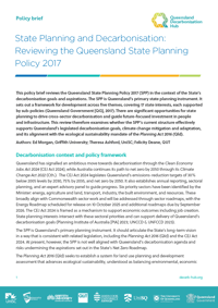 State Planning and Decarbonisation: Reviewing the Queensland State Planning Policy 2017